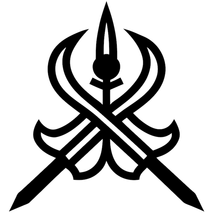 Vector una silueta negra del khanda, un símbolo espiritual sikh