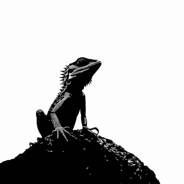 silueta negra de un lagarto Agama