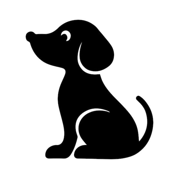Silueta negra de un lindo cachorro sentado