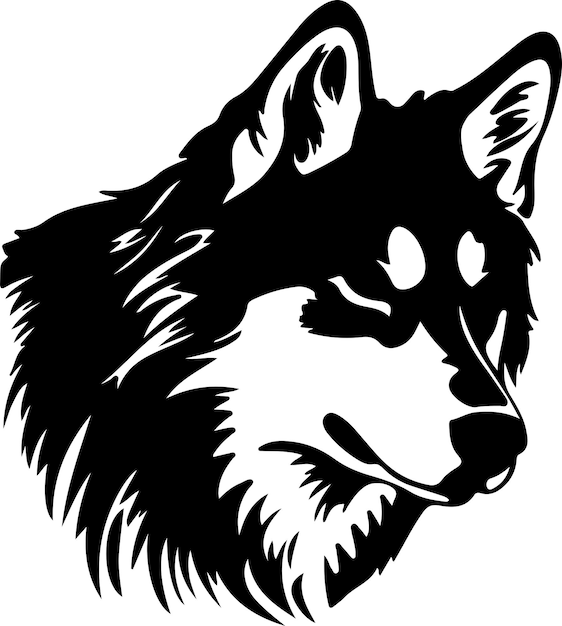 Vector la silueta negra del malamute de alaska con un fondo transparente