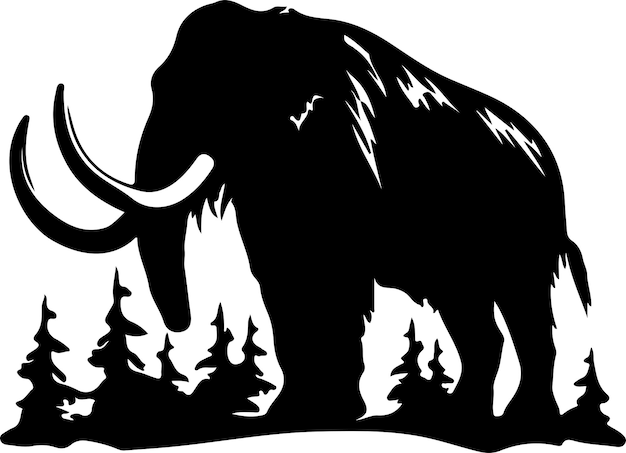 Vector silueta negra de mamut con fondo transparente