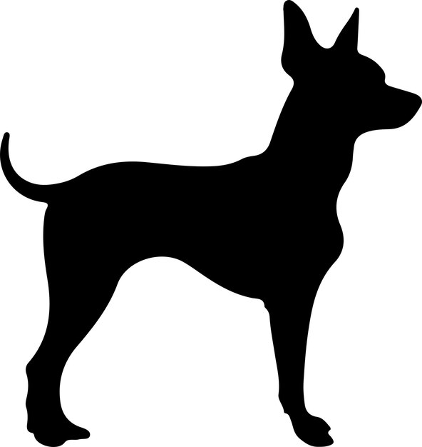 Vector silueta negra de un manchester terrier de juguete con un fondo transparente