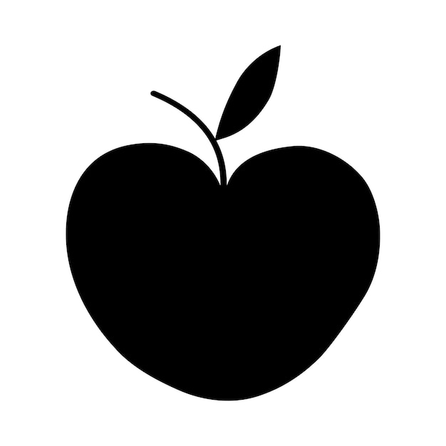 silueta negra de una manzana sobre un fondo blanco