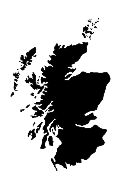 Silueta negra de un mapa de la tierra del campo de Escocia