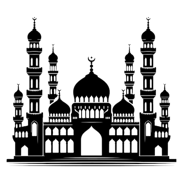 Vector silueta negra de la mezquita para el fondo islámico
