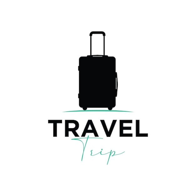 silueta negra minimalista de una maleta para agencias de viajes diseño de logotipo turístico