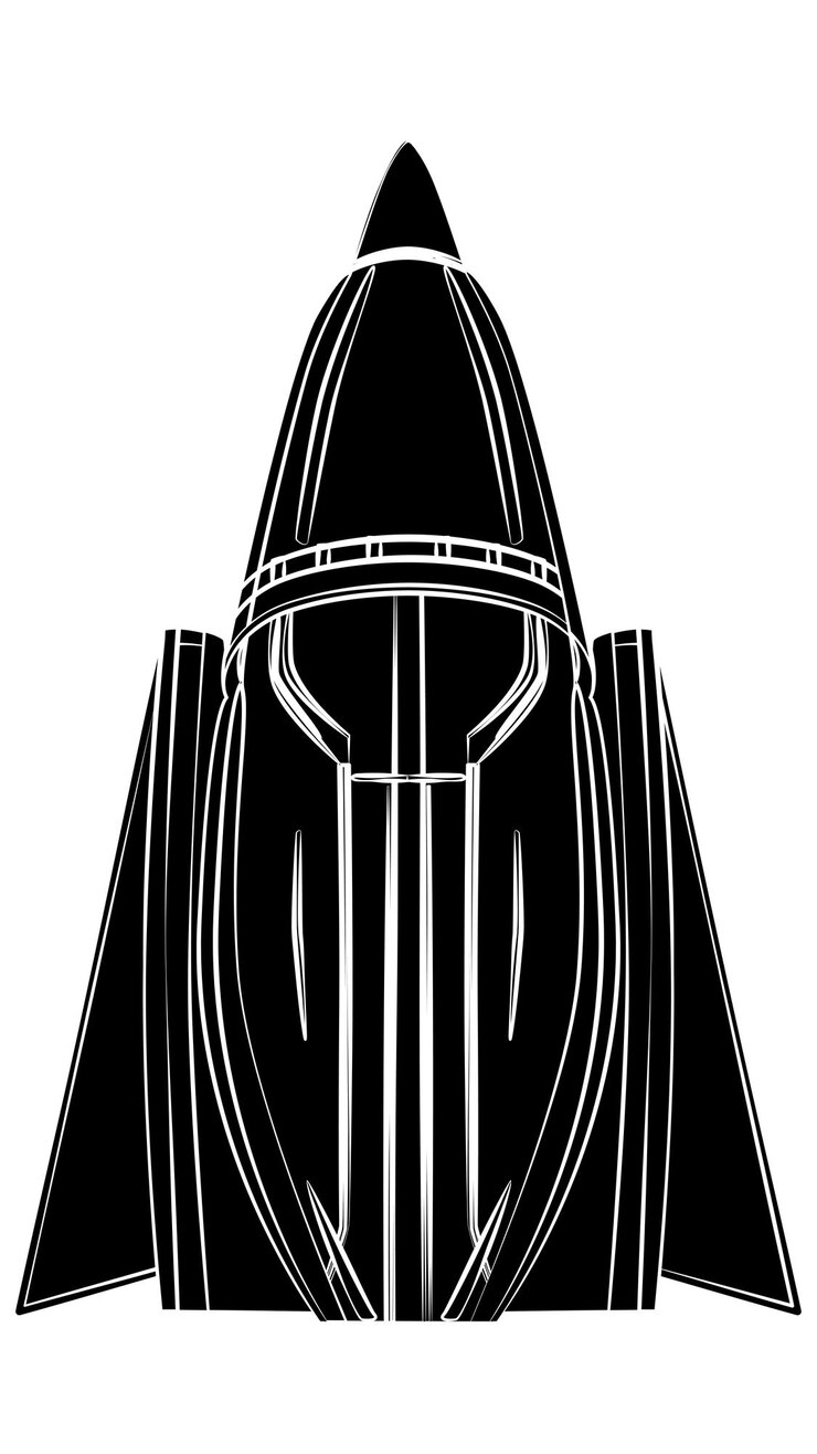 Vector silueta negra de nave espacial triangular aislada en blanco elemento de diseño de avión de combate similar de forma agresiva