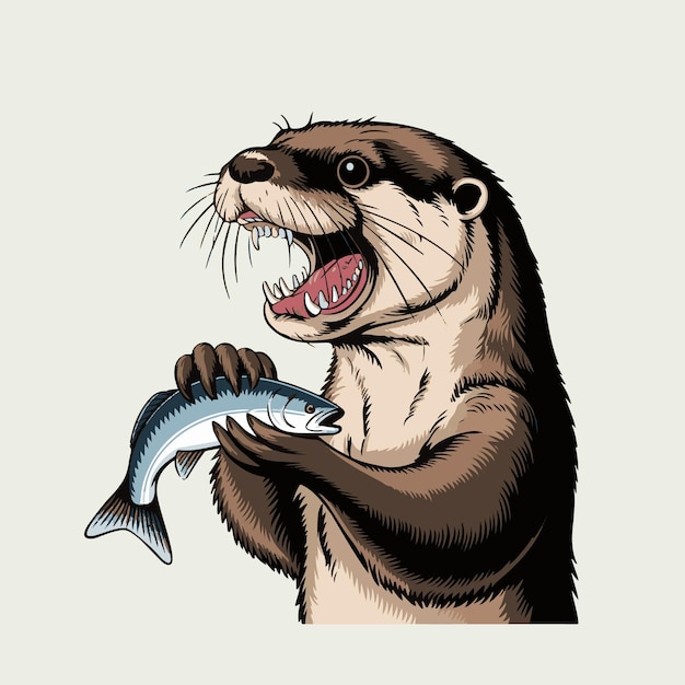 Silueta negra de la nutria de mar vector de icono de ilustración para el logotipo aislado en fondo blanco