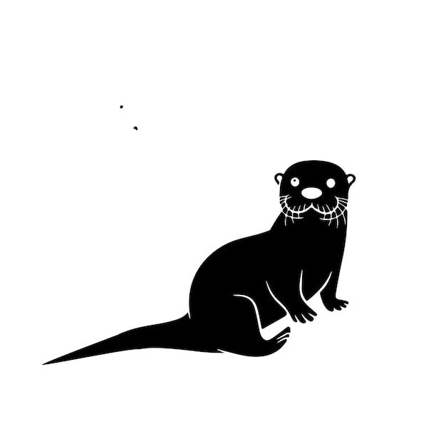 Silueta negra de la nutria de mar vector de icono de ilustración para el logotipo aislado en fondo blanco