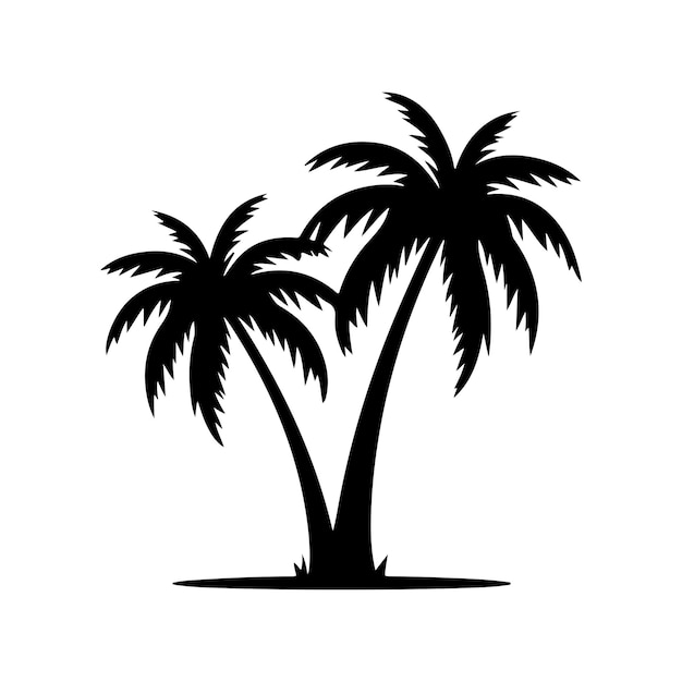 Silueta negra de palmera Fondo blanco aislado Icono de árbol Vector