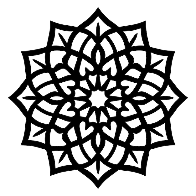 Silueta negra de un patrón geométrico islámico en una ilustración vectorial de fondo blanco
