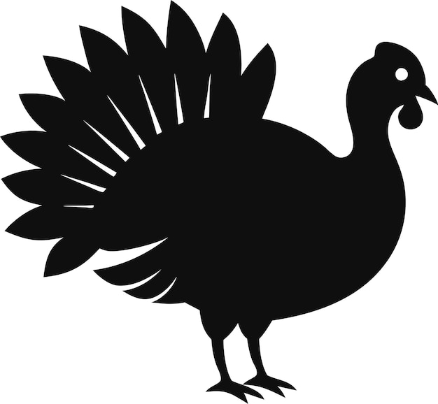 silueta negra de pavo sobre fondo blanco icono de silueta de pavo Ilustración vectorial