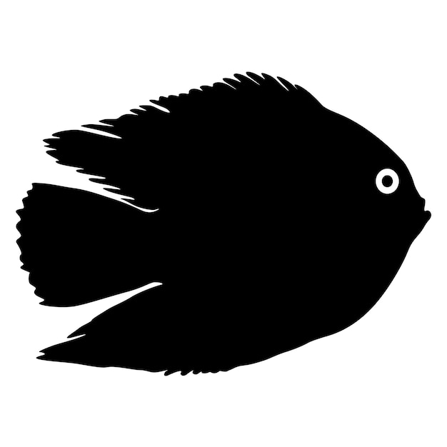 Silueta negra de peces de acuario sobre fondo blanco.