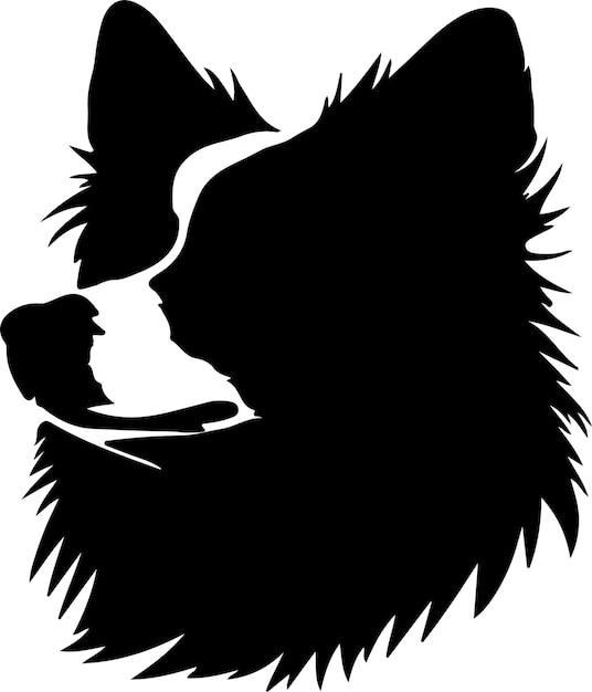 La silueta negra del perro esquimó americano con un fondo transparente