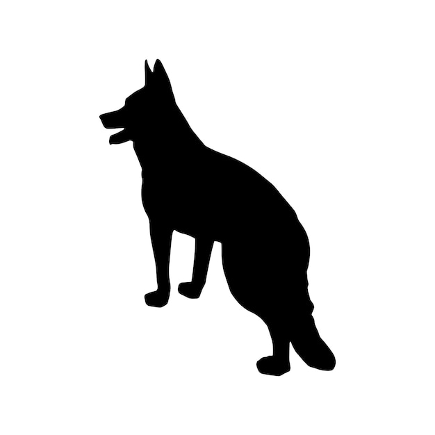 Vector silueta negra de perro pastor alemán sobre un fondo blanco ilustración vectorial