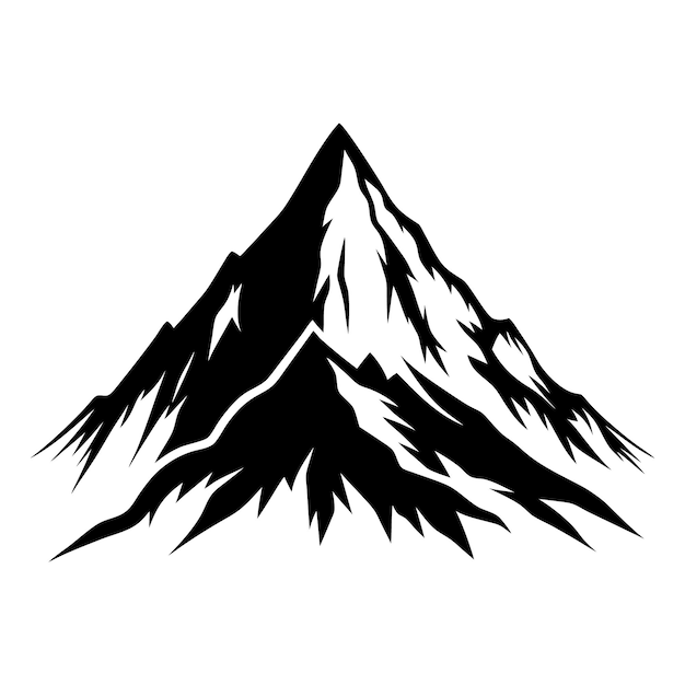 La silueta negra del pico de la montaña