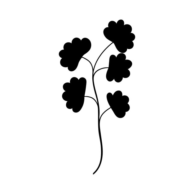 silueta negra de una planta aislada sobre un fondo blanco