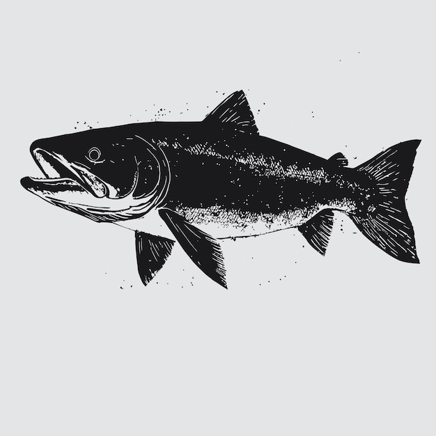 silueta negra de un salmón del Atlántico