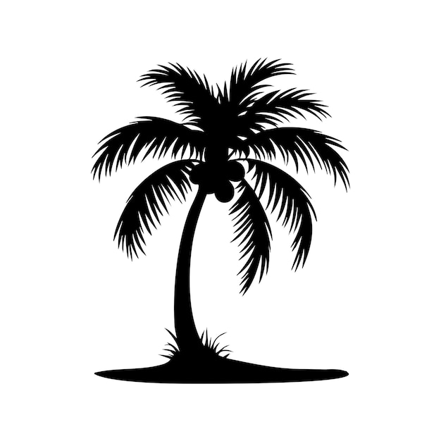 Una silueta negra sencilla de una palmera de coco