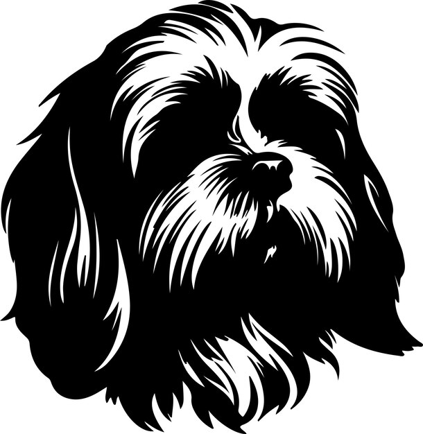 Vector silueta negra de shih tzu con fondo transparente