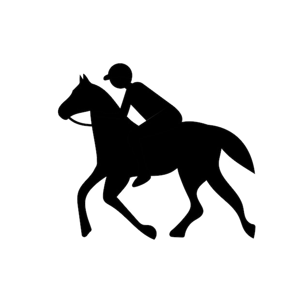 Silueta negra sobre un fondo blanco - un jinete a caballo. concepto de equitación