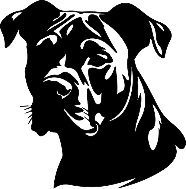 Vector la silueta negra del staffordshire terrier americano con un fondo transparente