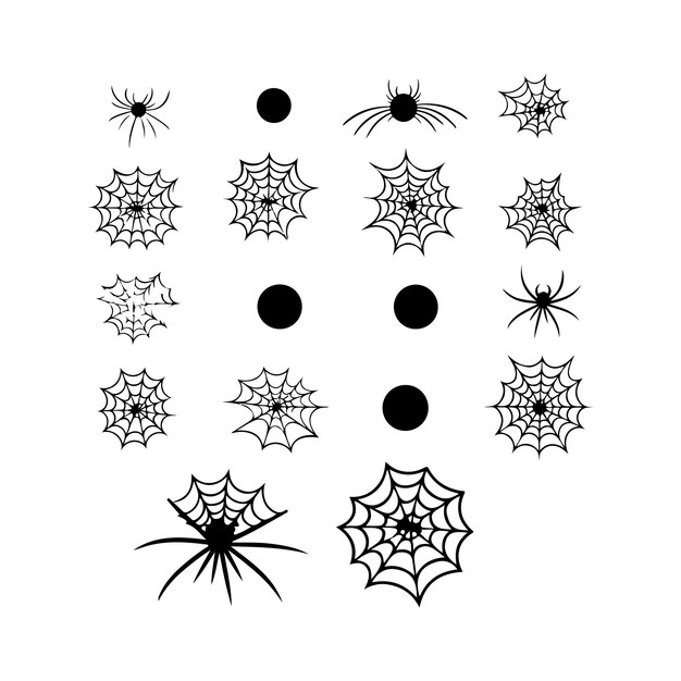 Silueta negra de la telaraña con el fondo Ilustración vectorial decorativa de la telaraña