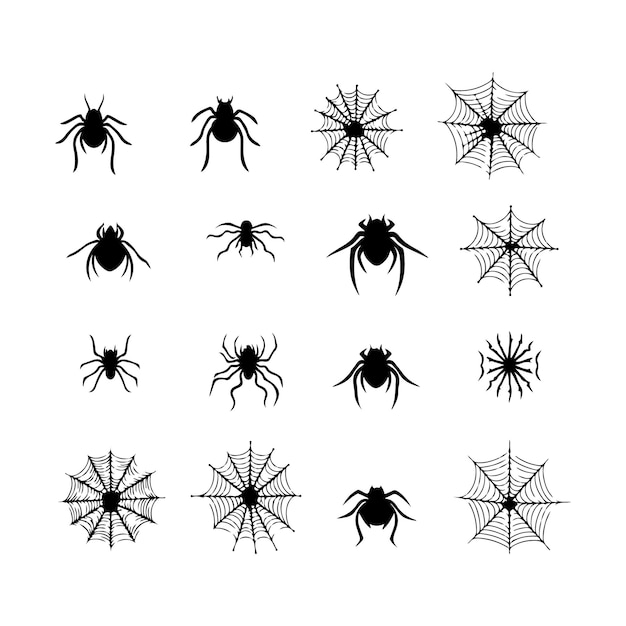 Silueta negra de la telaraña con el fondo Ilustración vectorial decorativa de la telaraña