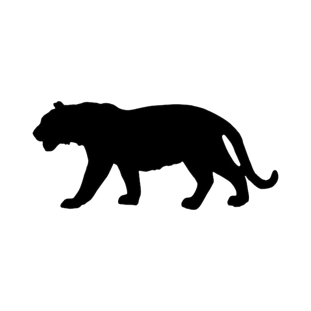 silueta negra de tigre sobre fondo blanco de ilustración vectorial