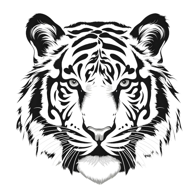 silueta negra de un tigre sobre fondo blanco