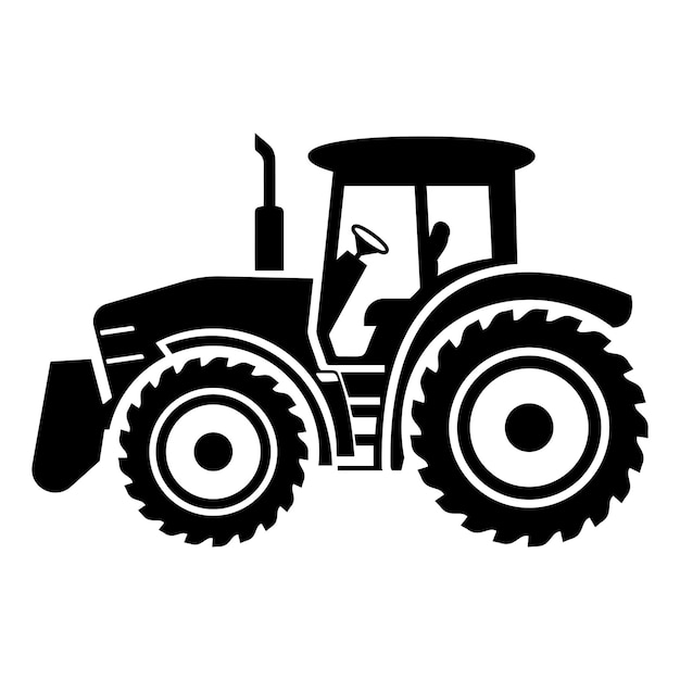 Silueta negra de un tractor agrícola moderno