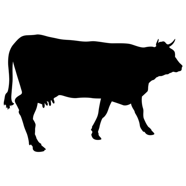 silueta negra de la vaca lechera sobre fondo blanco