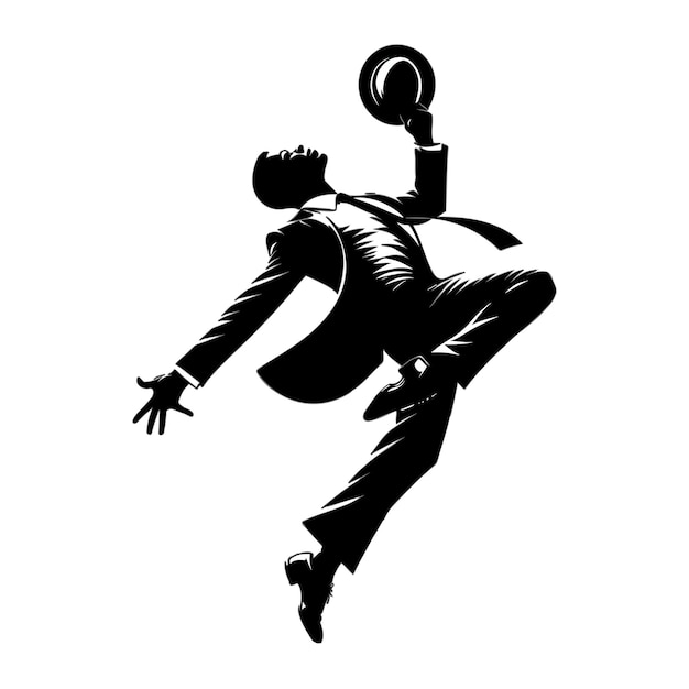 La silueta negra del vector de la bailarina de jazz