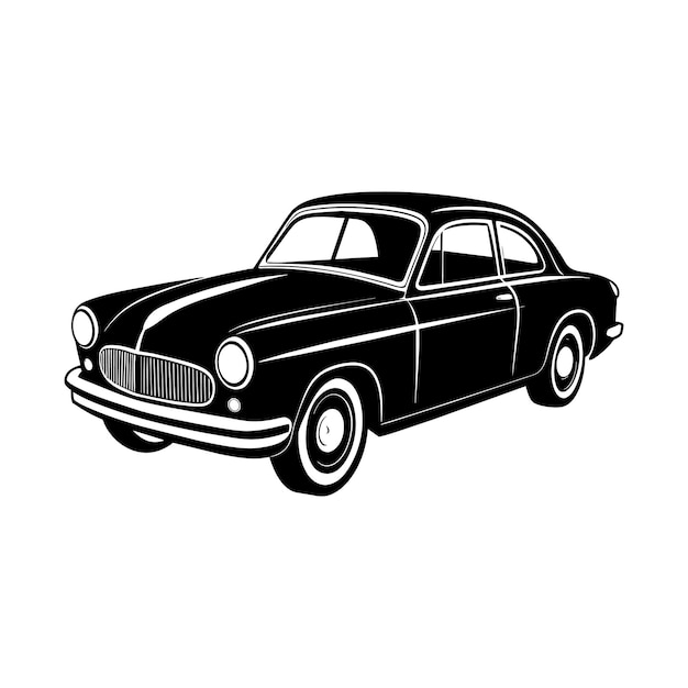 Una silueta negra de un viejo coche clásico