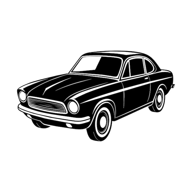 Una silueta negra de un viejo coche clásico