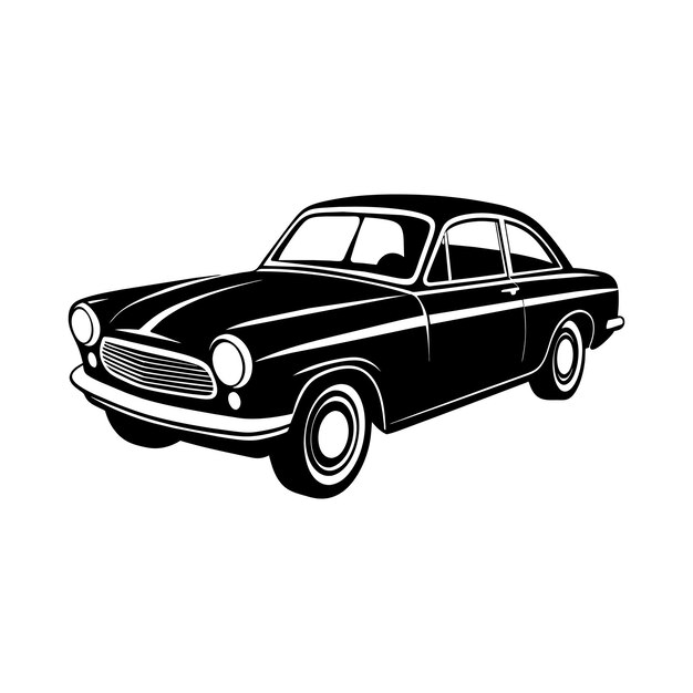 Una silueta negra de un viejo coche clásico