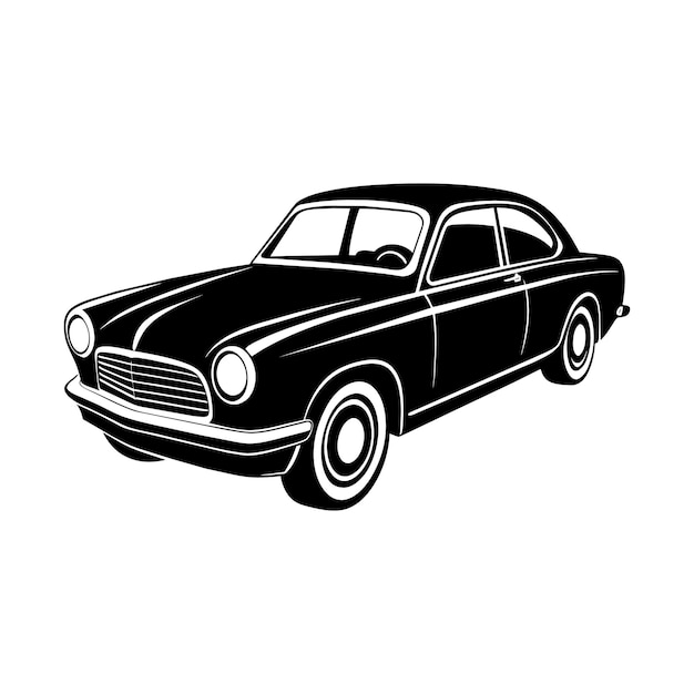 Una silueta negra de un viejo coche clásico