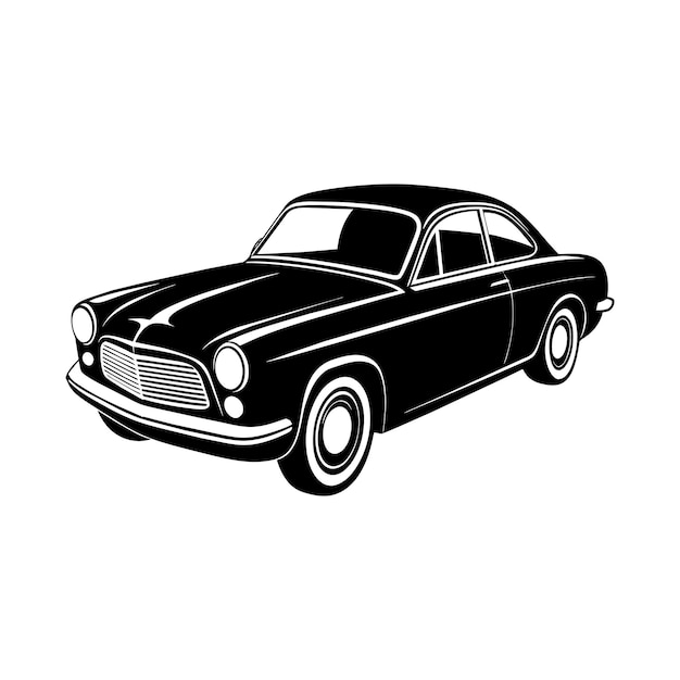 Una silueta negra de un viejo coche clásico