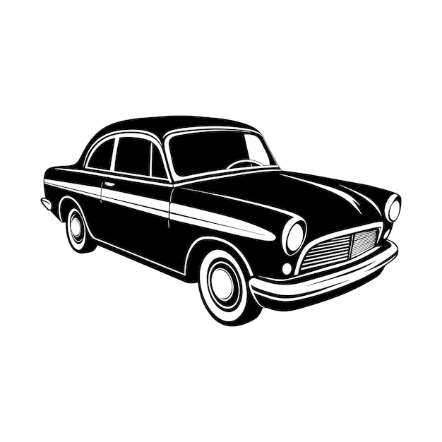 Una silueta negra de un viejo coche clásico