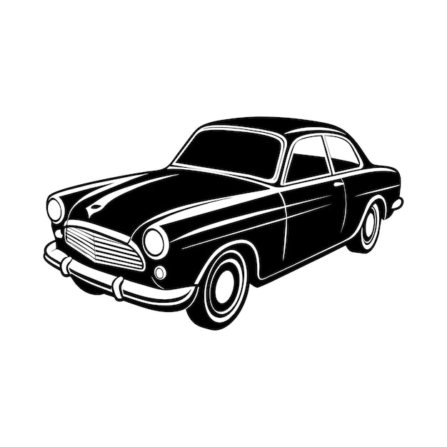 Una silueta negra de un viejo coche clásico
