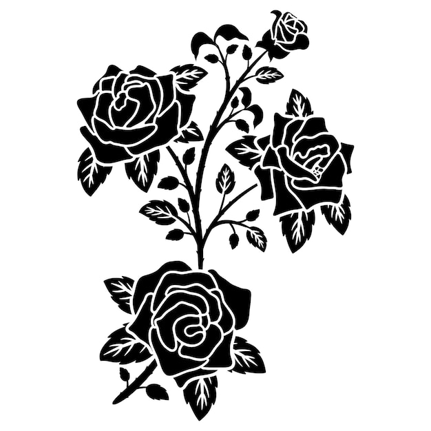 Silueta, negro, rosa, flor, decoración