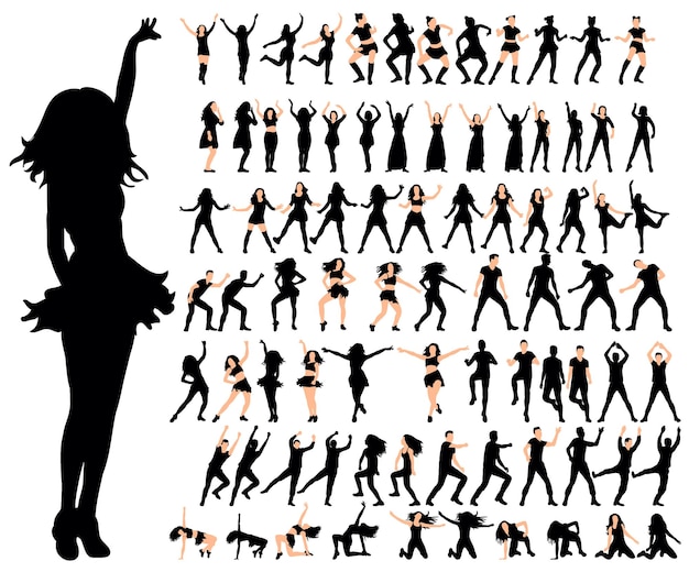 Silueta de niña bellamente baila vector y colección artística