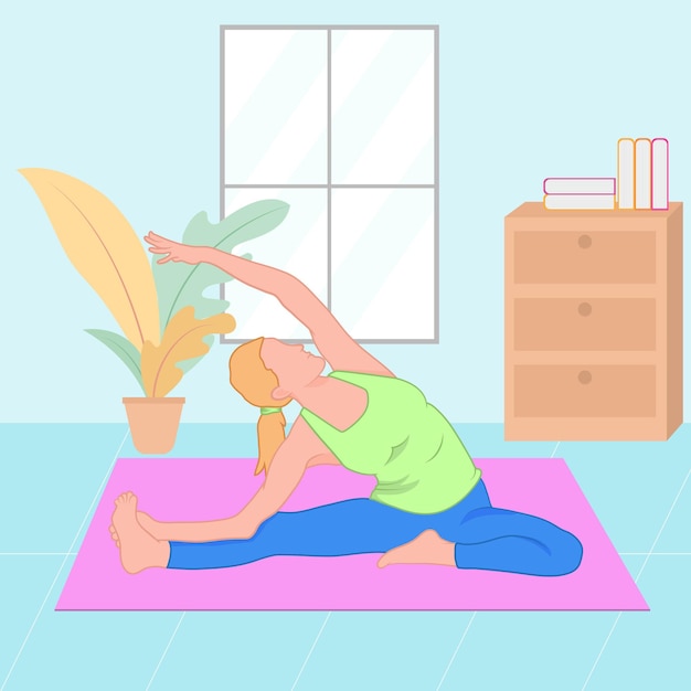 silueta, de, un, niña joven, hacer, yoga, pose, asanas