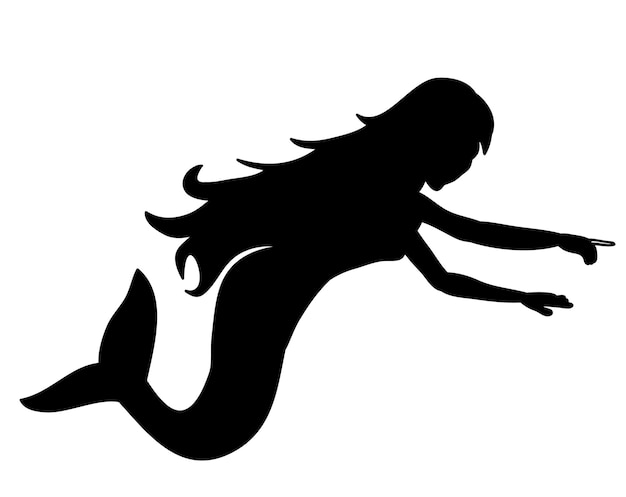 silueta de una niña sirena, vector