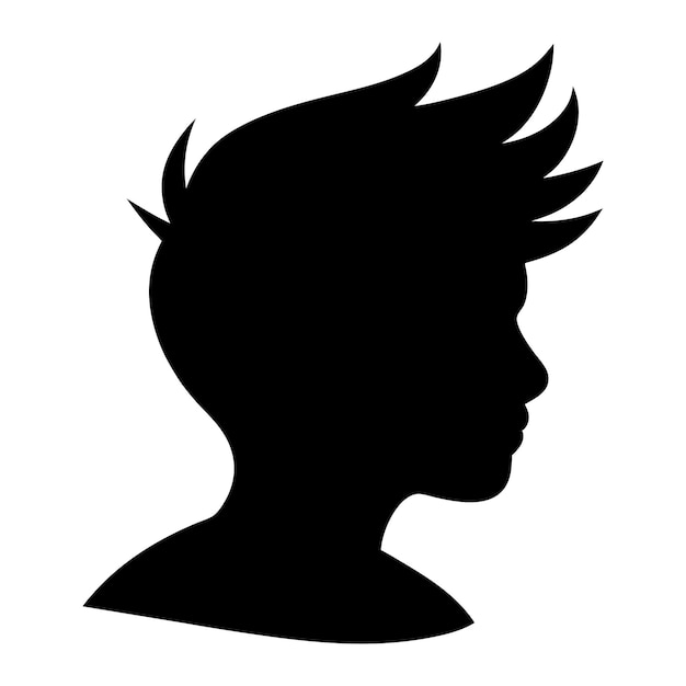 Silueta de un niño con el cabello puntiagudo