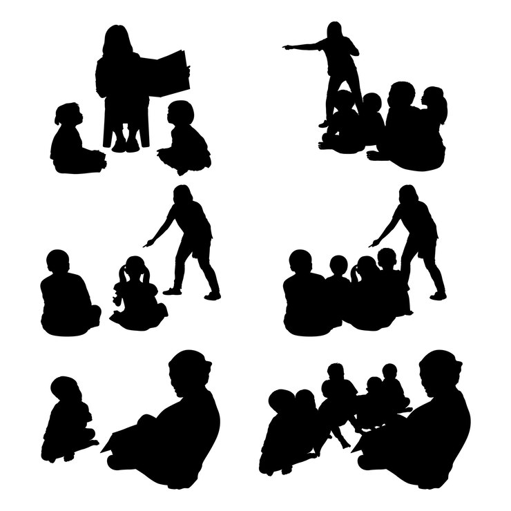 Vector silueta de los niños