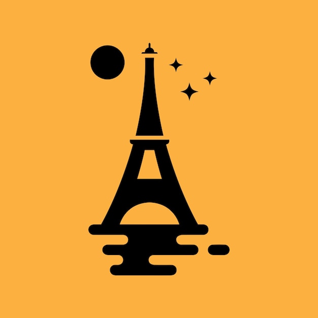 silueta noche torre eiffel diseño de logotipo