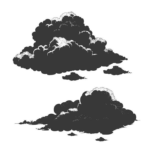 Vector silueta de nube sólo color negro