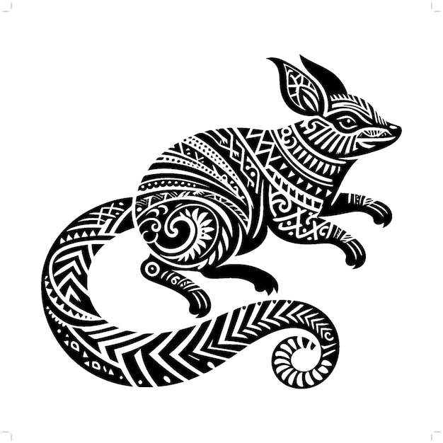 silueta de numbat en la ilustración tribal de la polinesia étnica de animales
