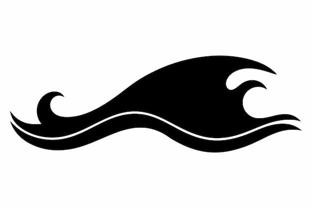Silueta de ola de agua negra sobre un fondo blanco